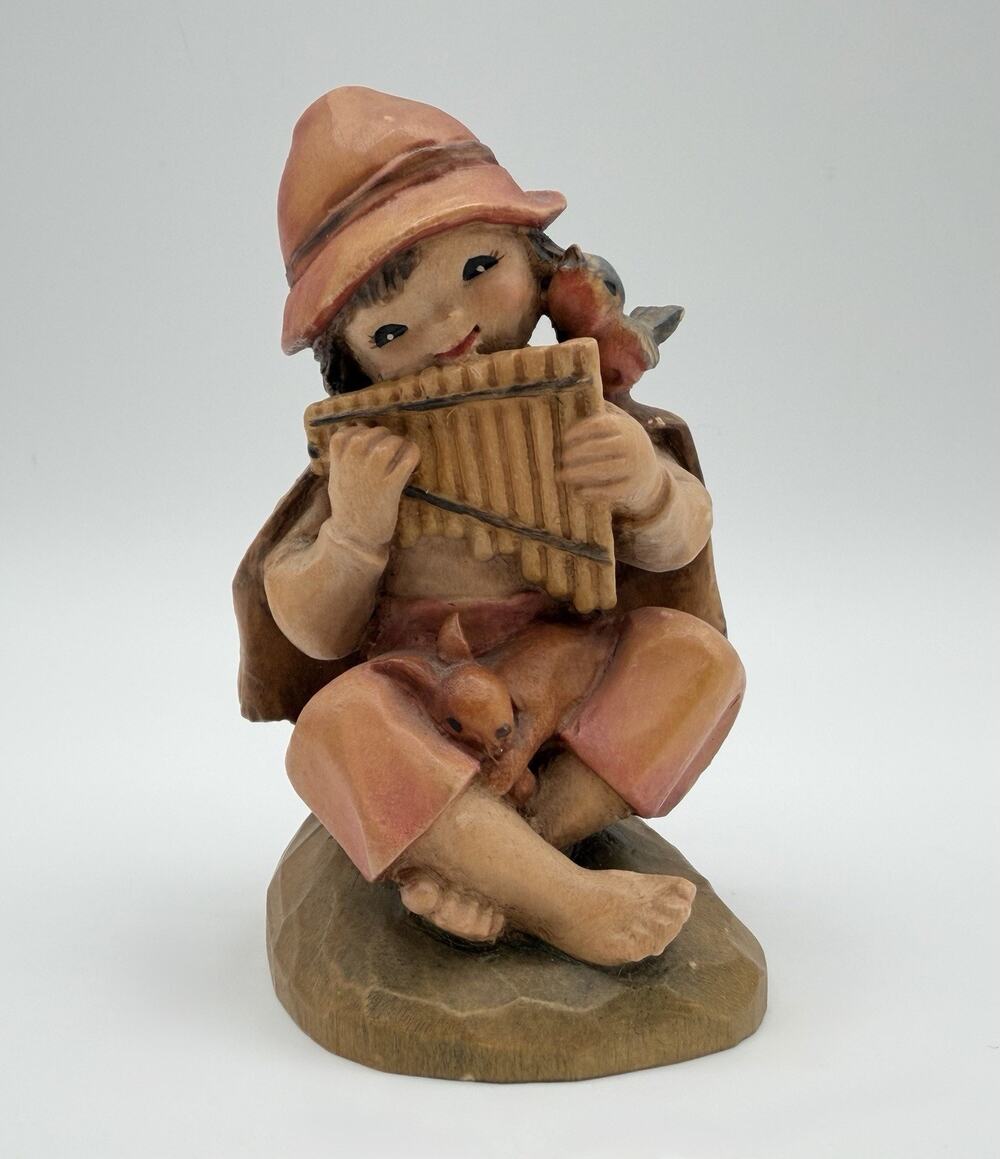Anri Juan Ferrandiz Hand Carved HARMONY Figurine 4” Boy with Bird & Bunny Italy